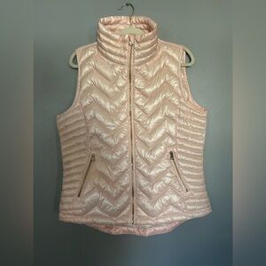 Calvin Klein Light Pink Down Puffer Vest Zip Security Pocket Headphone Access XL